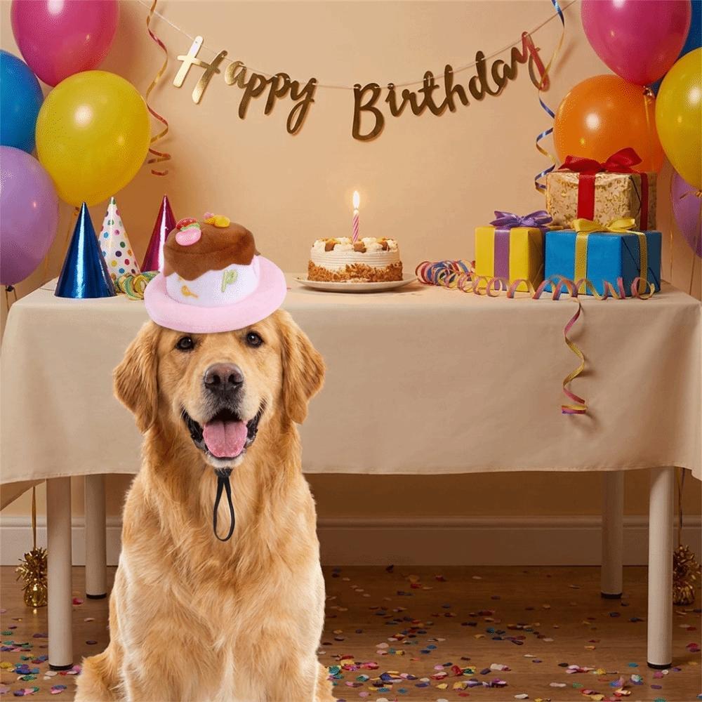Colorful Simulated Cake Dog Hat Soft Dog Party Hat Cute Birthday Cake Hat Birthday Party