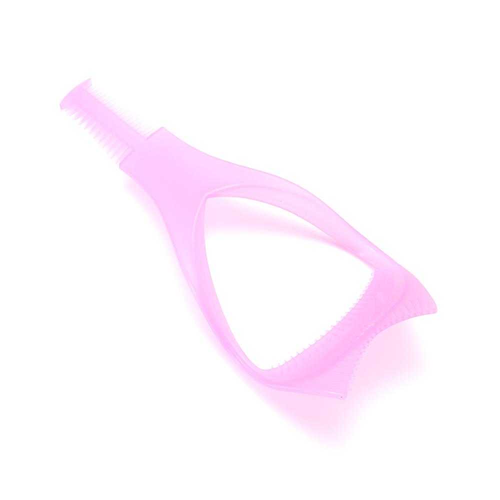 Crystal Color Random Mascara Shield 3-In-1 Eyelash Comb Template Applicator Tool Make Up Brush