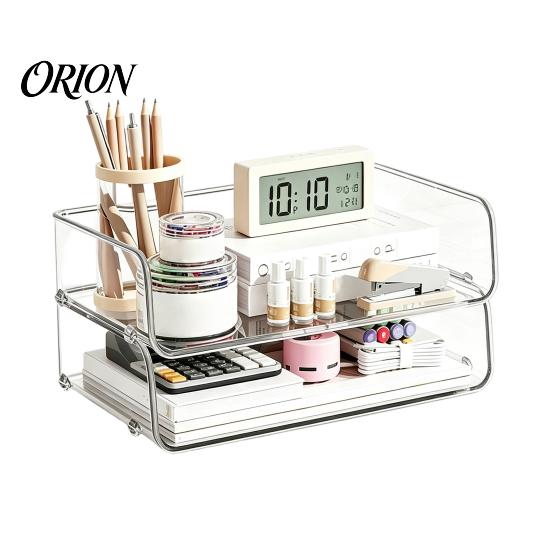 Acrylic File Organizer Clear Tray, 1/2/3/4/5 Tier Paper Ducument Office Storage Box Box, Stackable Supplies Desk Rack Holder