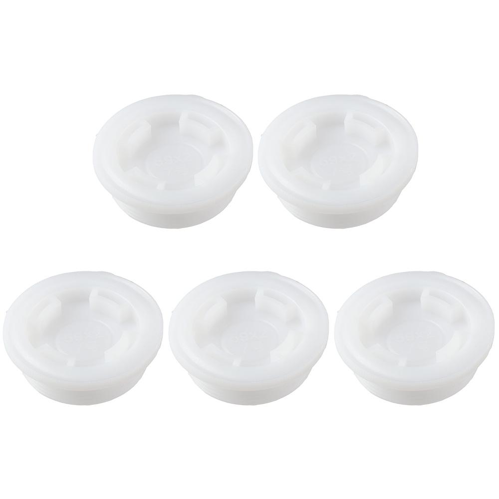 5PCS Plastic Bung Caps White Poly Buttress Waterproof Plastic Drum Plugs Fine Thread