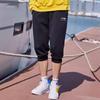 Li Ning Sports Lifestyle Series Solid Color Mid Waist Comfortable Versatile Breathable Tapered Three Quarter Knitted Sports Pants AKQU431-1