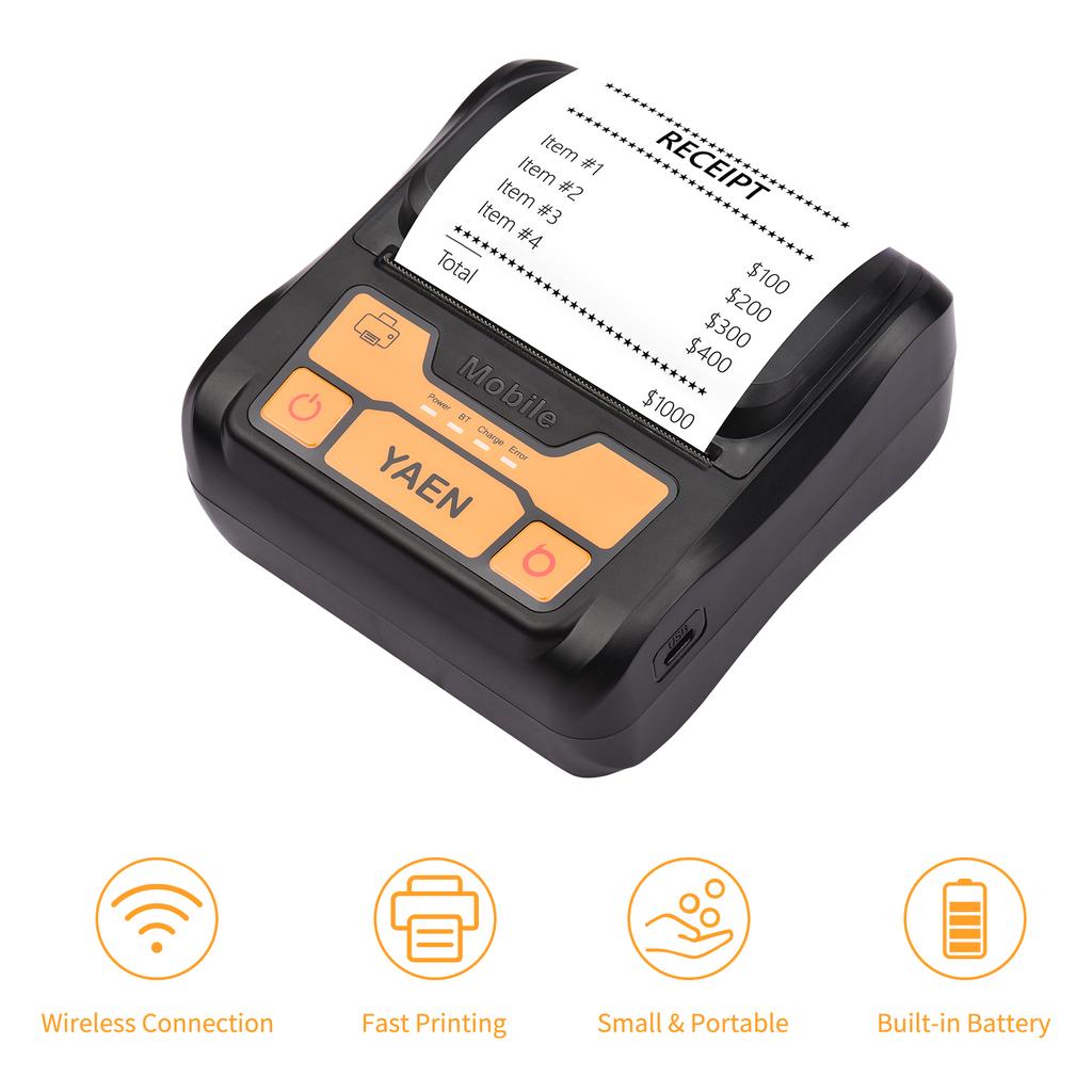 Portable BT Label Maker Wireless 80mm Thermal Receipt Printer BT Connection Use with APP Compatible