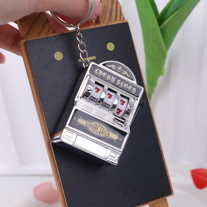 Fruit Slot Machine Keychain Dollhouse Lucky Charm Jackpot Keychains Mini Pendant Bag Charm Novelty Gifts for Adults Home Decor