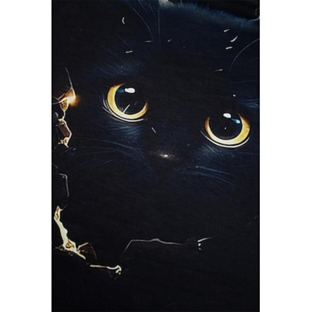 Women's T Shirt Tee Cat Print Daily Weekend Fashion Funny Long Sleeve Round Neck Black Spring &  Fall