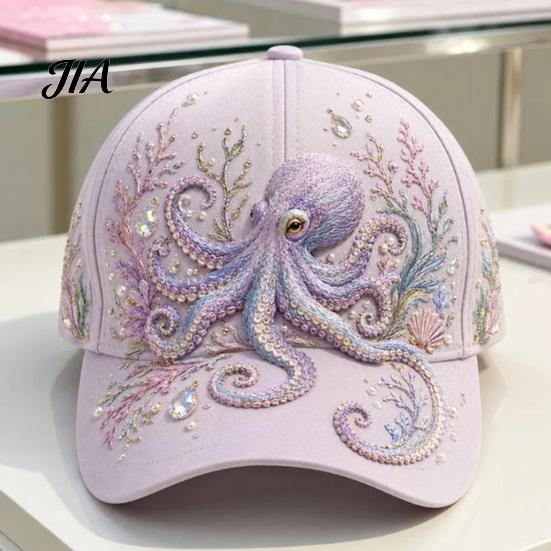 Fashionable Face Slimming Hat Ocean Creatures Baseball Cap, Adjustable Sun with Sea Summer Outdoor Travel Cap Animal Patterns, Trucker for Men