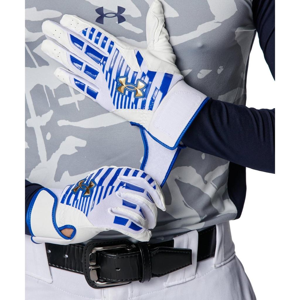 UNDER ARMOUR UA Clean Up Pro Бейсбольные перчатки 6001312 Белый Королевский Металлик Золотой Размер S Пара