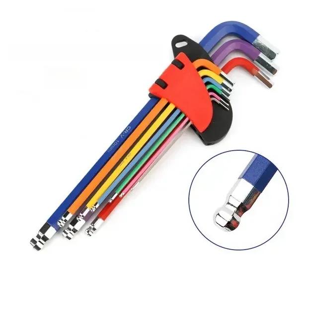 Набор цветных шестигранных ключей L-образный гаечный ключ для шестигранного винта 9 шт. Внутренний шестигранный ключ 1,5 мм - 10 мм шестигранный гаечный ключ инструменты для ремонта велосипеда