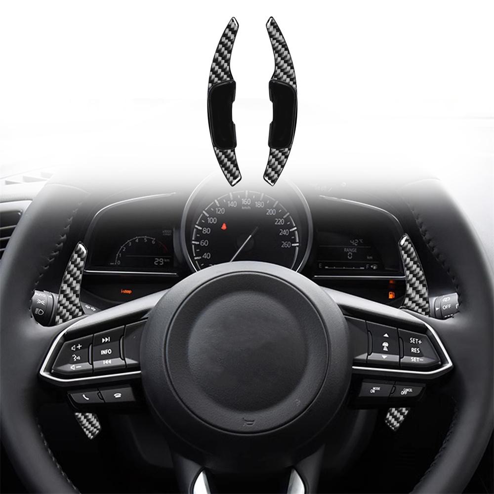 Pair Carbon Fiber Steering Wheel Shift Paddle Shifter For Mazda ATENZA MX-5 CX-4