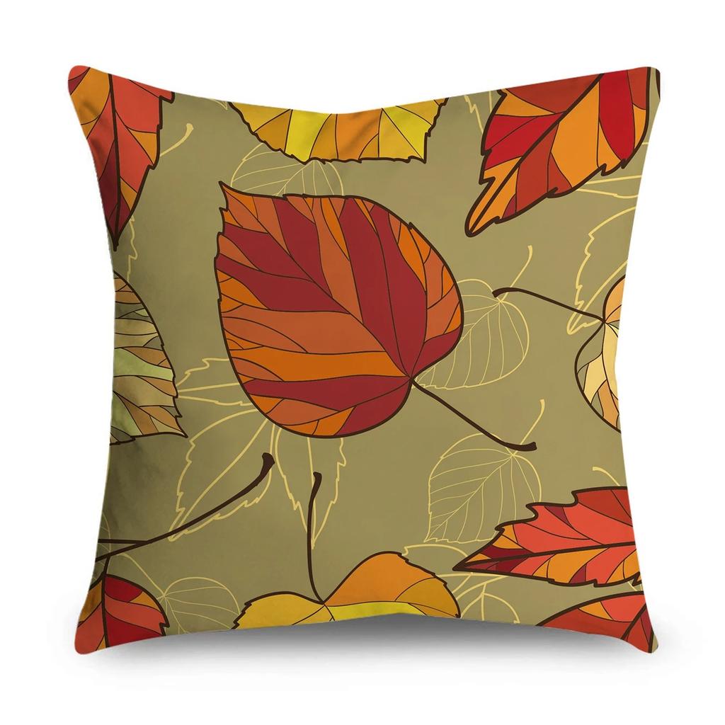 Autumn Cartoon Leaf Pattern Decorative Pillowcase Living Room Office Ornaments Home Pillowcase