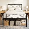 3ft Single Bed Frame with Headboard and Footboard, Metal Platform Bed Frame with 32 cm Underbed Storage, Black