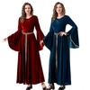 Medieval Renaissance Costumes Women's Long Retro Palace Long Skirt Flared Sleeve Dress Halloween