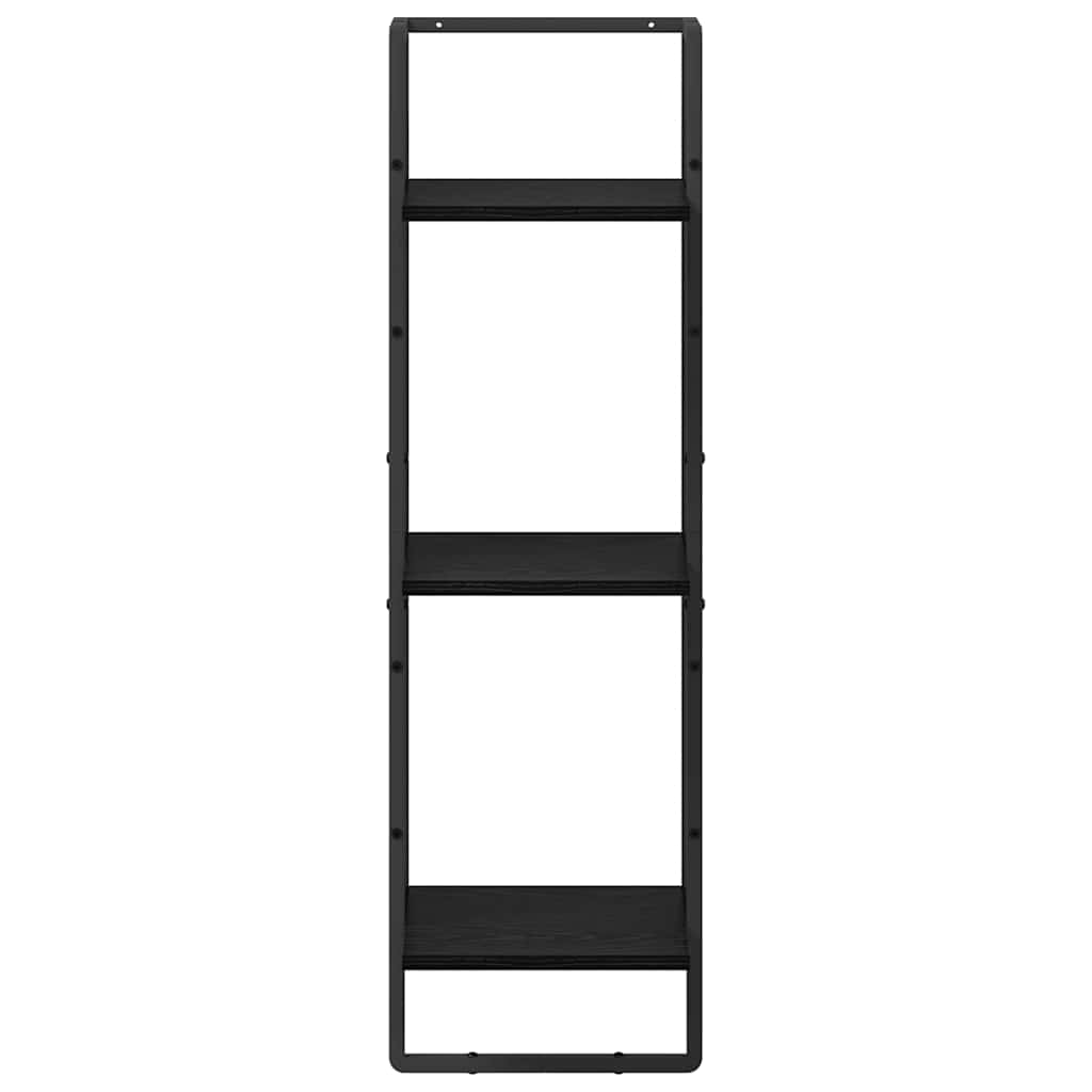 Wall Shelf Black Oak Look 30 x 25 x 100 cm Wood Based Material