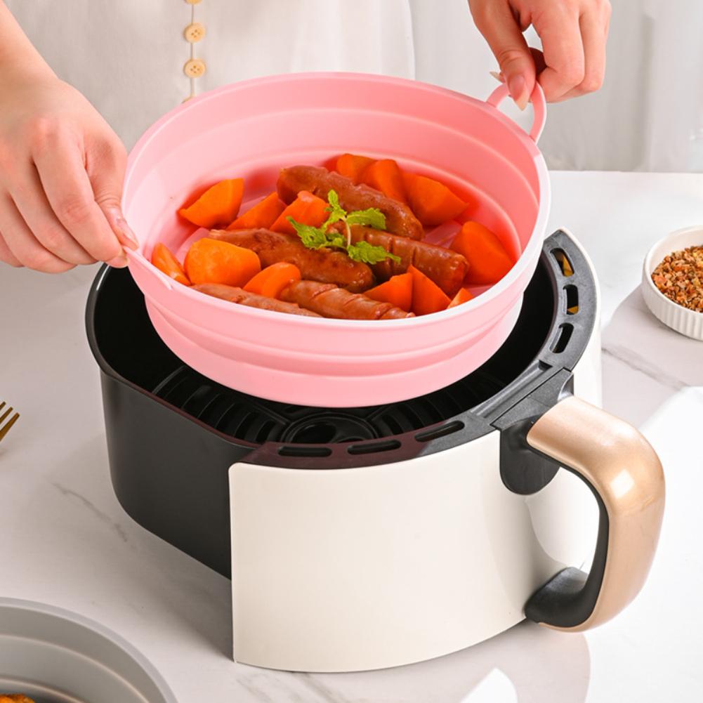 Silicone Air Fryers Oven Baking Tray Pizza Fried Chicken Airfryer Silicone Basket Reusable Airfryer Pan Liner Accessories