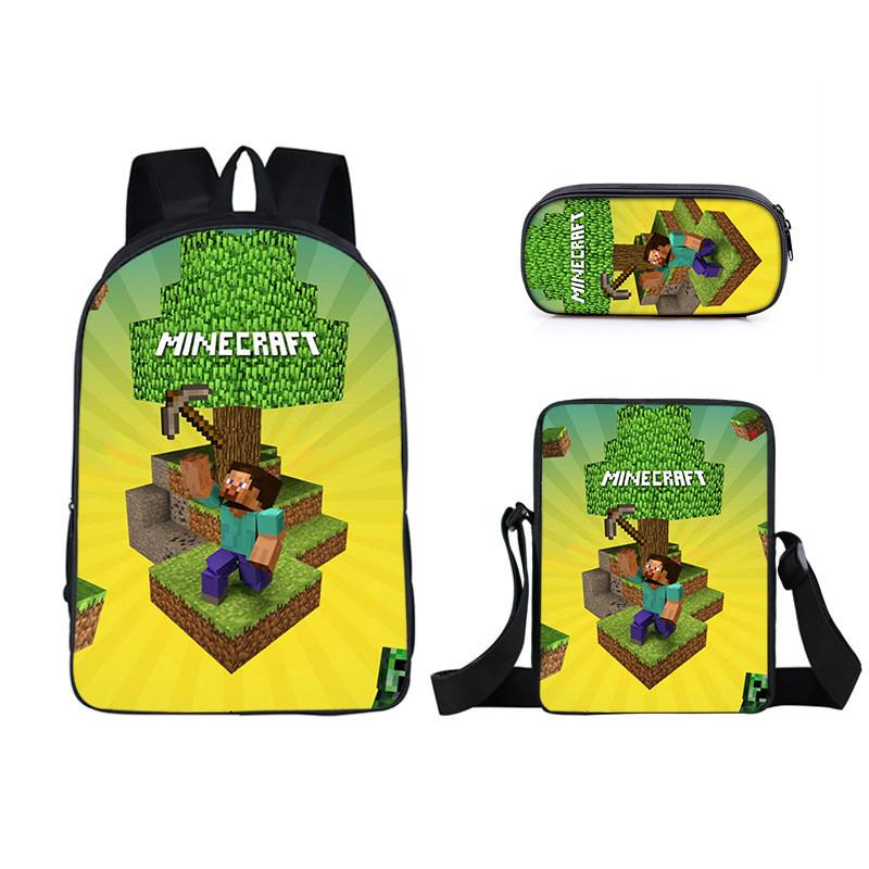 Minecraft Cartoon Game Character Printed Children Large Backpack Capacity