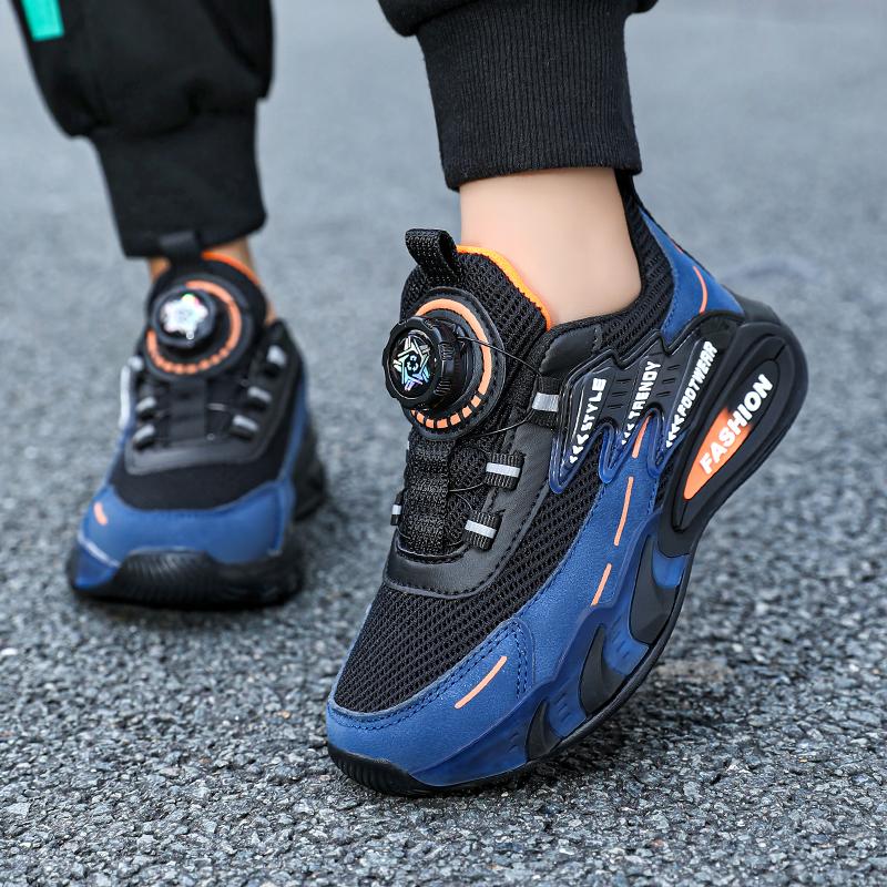 Youth Rotary Buckle Breathable Summer Autumn Sneakers | Lightweight Campus Casual Shoes, Non-Slip Hiking Trainers for Kids
