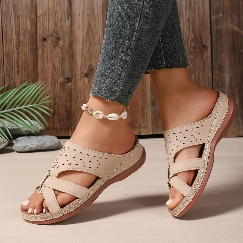 Shoes Female  Open Toe Women's Slippers Outdoor Casual Slippers Women Round Toe Rivet Wedges Plus Size Women's Sandals