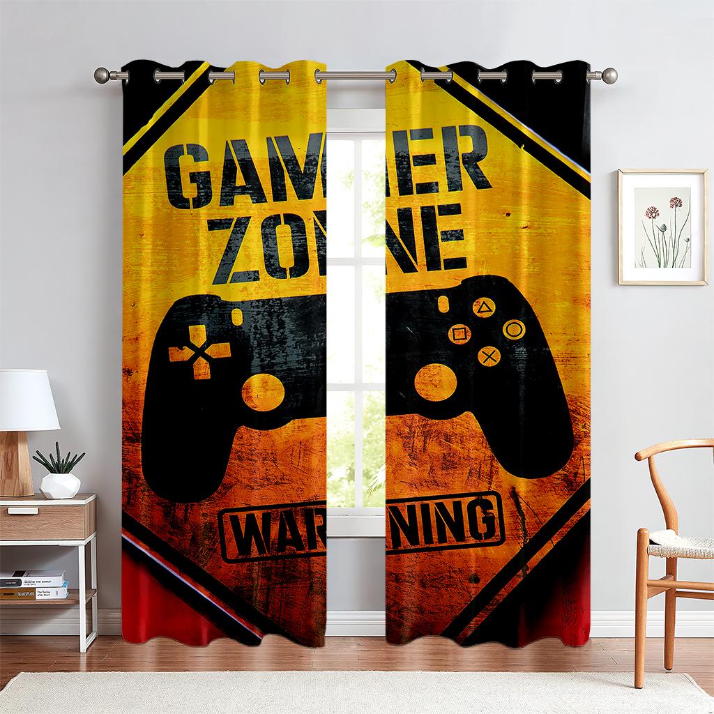 2PCS Technology Sense Game Controller Printed Шторы, полузатемняющие, гостиная, спальня, игровая комната, декоративные шторы