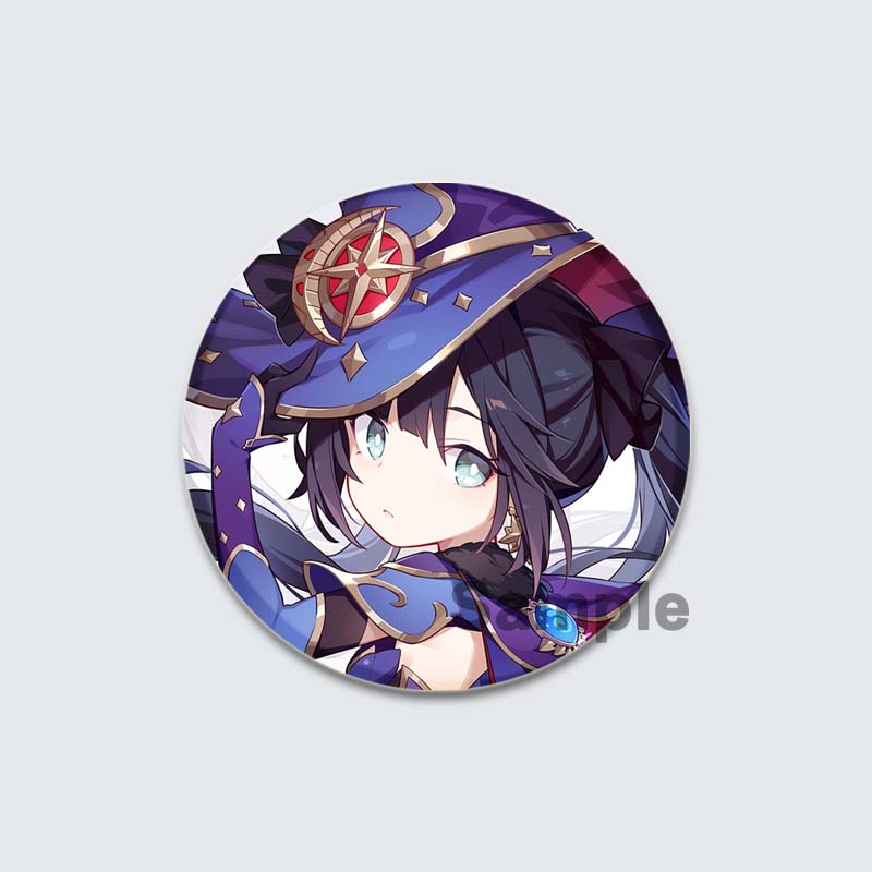 32/44/58mm Game Anime Genshin Impact Pin Fun Cartoon Cute Head Image Brooch Badge Bag Decor for Fans Collection Friends Gift Accessory