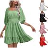 Новая модная женская модная короткая юбка с рюшами и квадратным вырезом, летнее платье