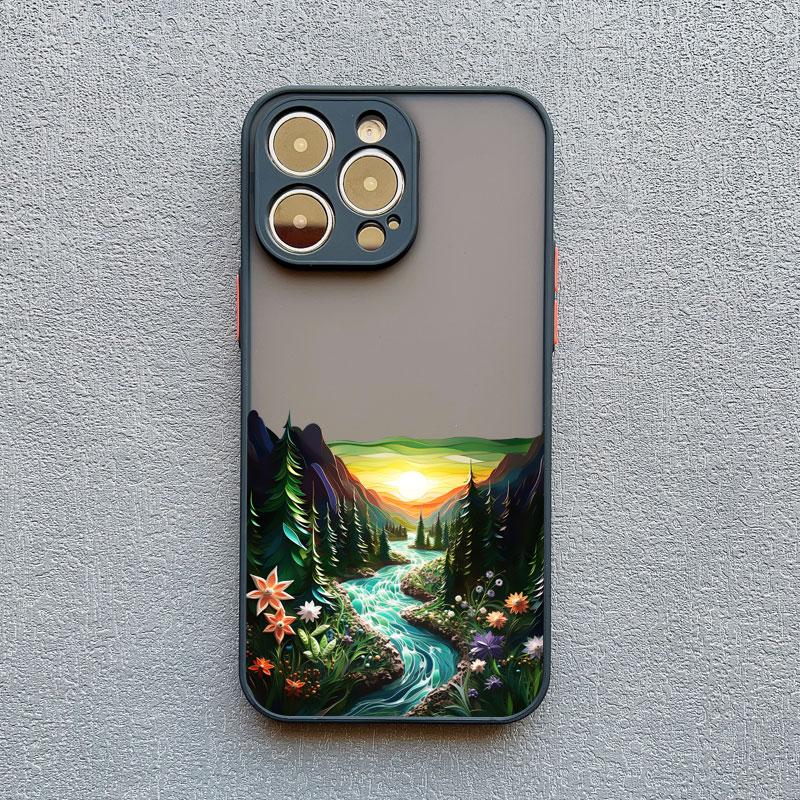 Чехол для телефона с лесным пейзажем и горной рекой Для iphone 16 15 14 13 12 11 Pro Max Mini Plus X XR XS 7 8 Ударопрочный чехол