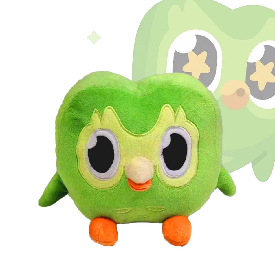 Зеленая плюшевая игрушка Duolingo Owl Duo Plushie Of Duo The Owl Cartoon Anime Owl Doll Soft Animal Toy Children Birthday Gift