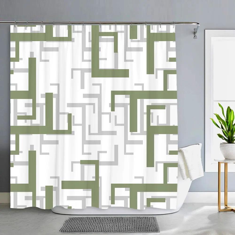 Геометрическая занавеска для душа простая современная декоративная полиэстеровая ткань машинная стирка ткань подвесная занавеска для ванной комнаты декор