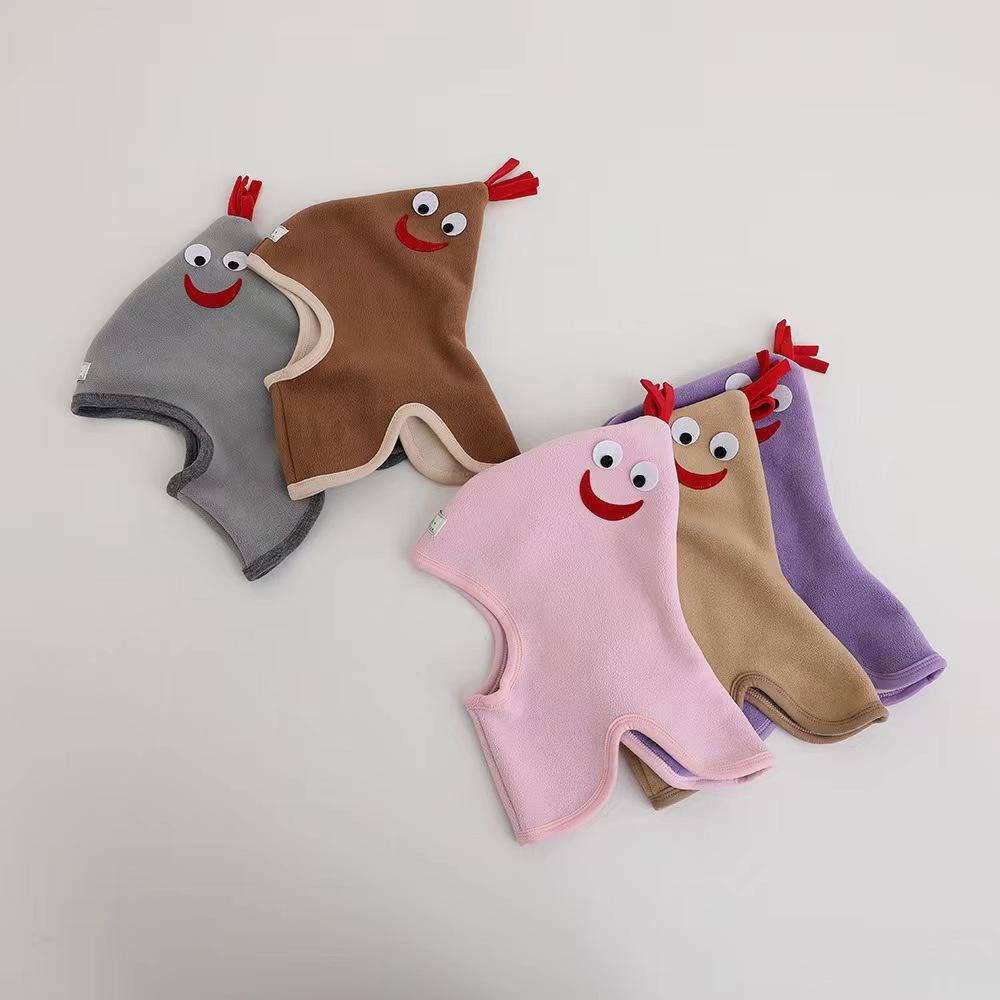 Милая детская шапка-чепчик, шарф, цельный мягкий флис, осень-зима, детские шапки-бини, теплые уши, защита шеи, детская кепка с героями мультфильмов