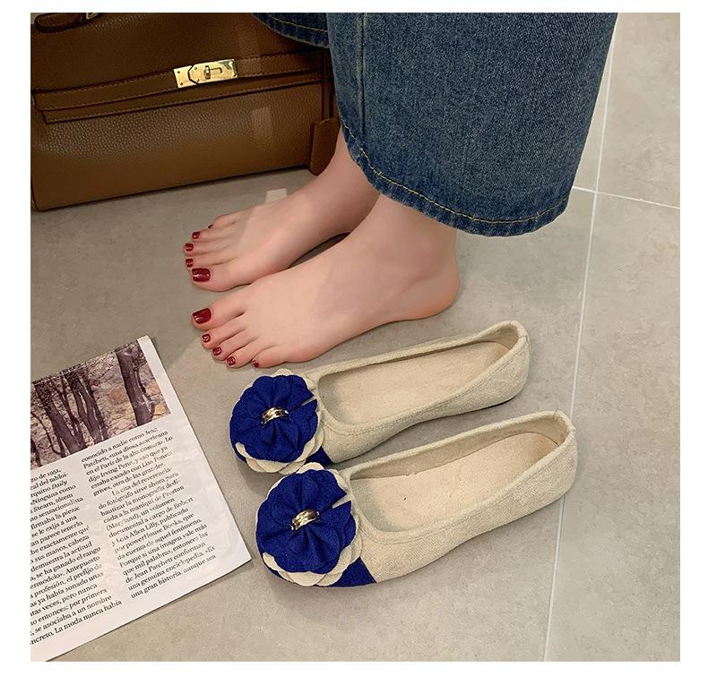 Женские туфли больших размеров с бантом и цветочным принтом, цветными блоками, с квадратным носком, на плоской подошве