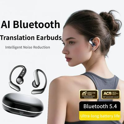 Наушники-переводчики с искусственным интеллектом, Bluetooth 5.4, водонепроницаемые беспроводные наушники с микрофоном с шумоподавлением ENC для спорта, тренировок, зала, гарнитура для перевода
