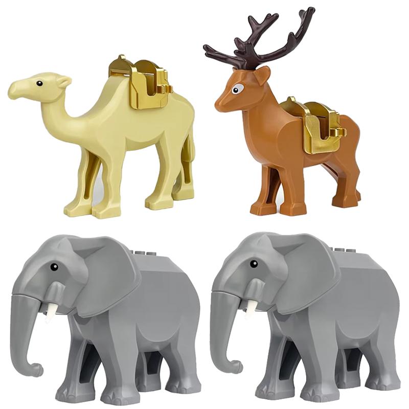 MOC Ферма Зоопарк Животные Строительные блоки Крокодил Акула Дельфин Шимпанзе Корова Леопард Развивающая игра Аксессуары Кирпичики Детские игрушки