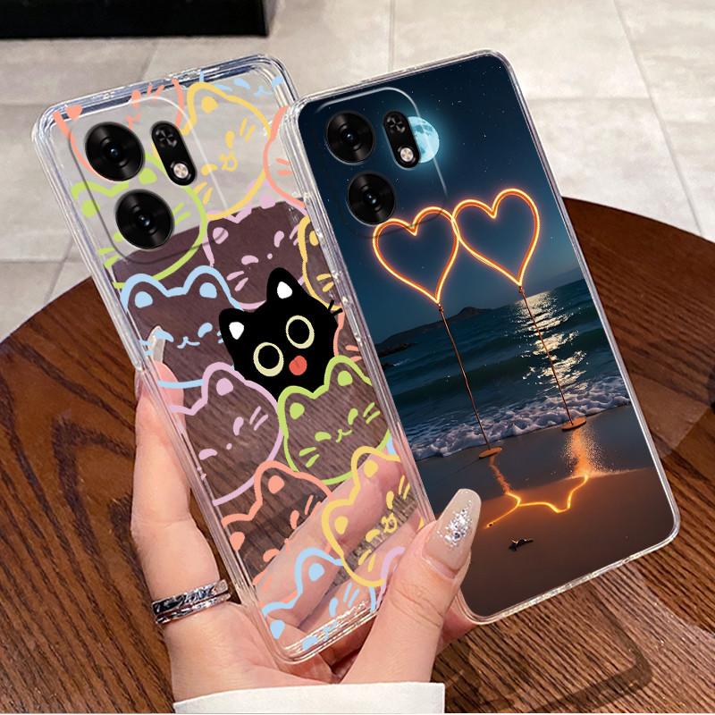 Cute Funny Graffiti Cat Pattern Phone Case For Honor Play 60A 5G / Honor X6d 5G Transparent TPUck Shockproof Soft Casing