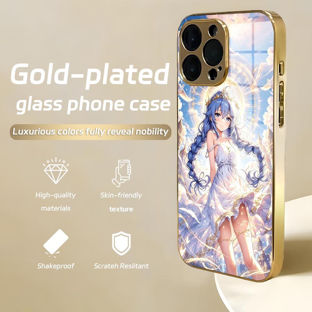 Чехол для телефона Mushoku Tensei для iPhone17 16 16e 15 14 13 12Plus Mini Pro Max Гальванизированный стеклянный чехол для телефона