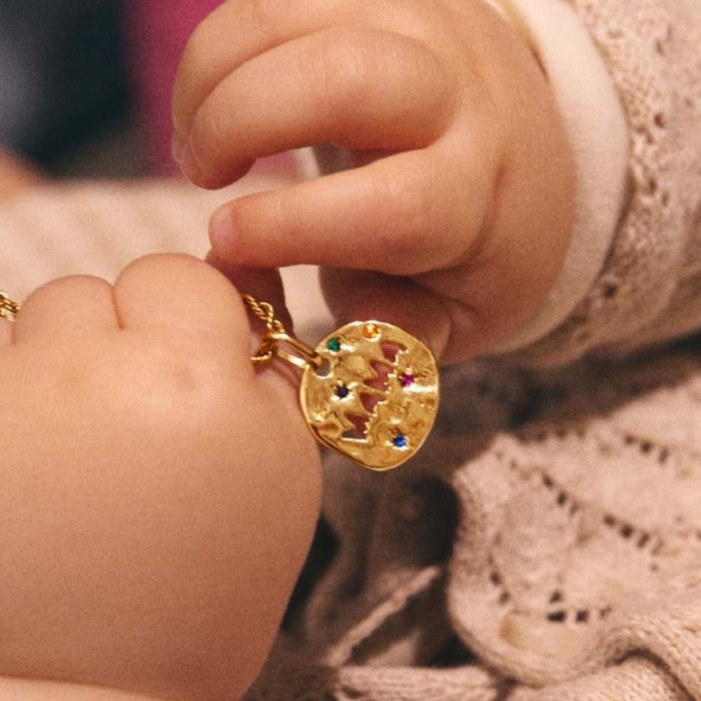 Stainless Steel Guardian Pendant Necklace Irregular Circular Pendant Necklace  For Grandma