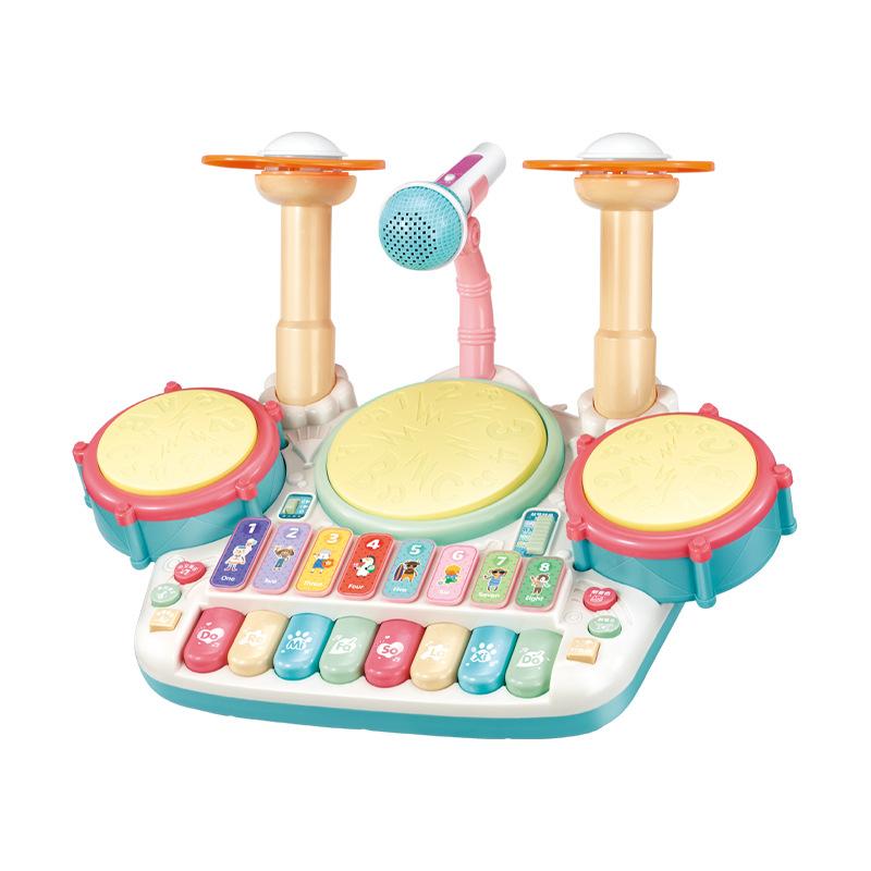 Children'S Three-In-One Multi-Functional Lighting Music Set Of Drums Playing The Piano Electric Early Education Enlightenment Music Electronic Organ