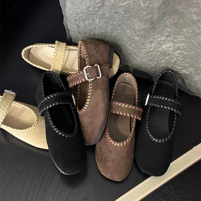 Модные высококачественные тканые туфли Мэри Джейн из искусственной замши для женщин, туфли с дизайном металлической пряжки ремня, удобные балетки для женщин