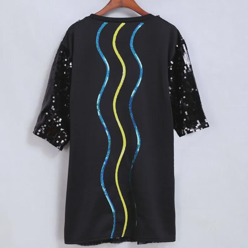 Свободная футболка с пайетками в виде сердечек персикового цвета 8 цветов - Коллекция весна/лето 2024 г.