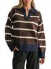Yuehe Cross Women's Striped Polo Collar Knit Sweater - 2026 Fashion Classic Casual Wear