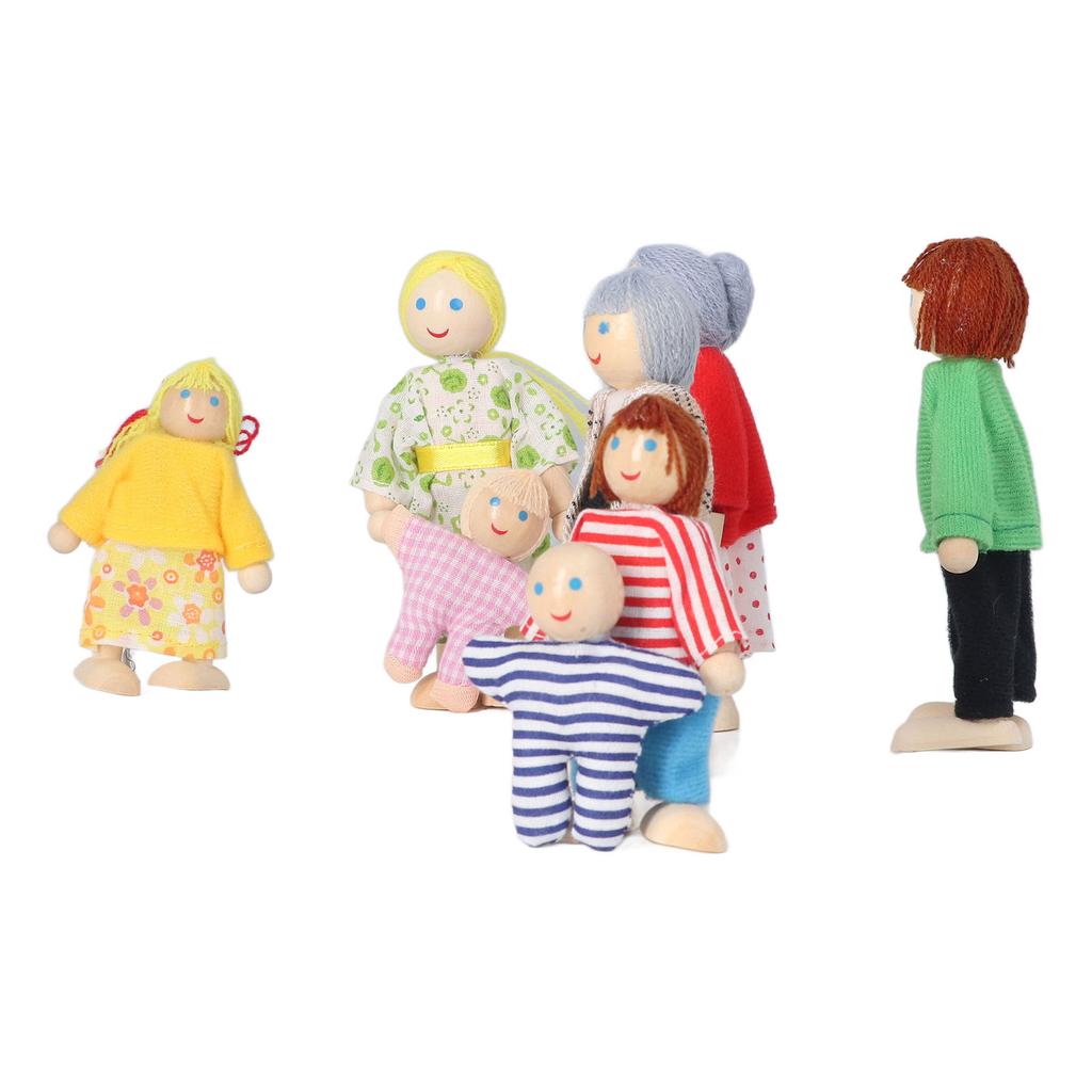 Wooden Dollhouse People for Kids Movable Cultivate Imagination Doll House Dolls Family for