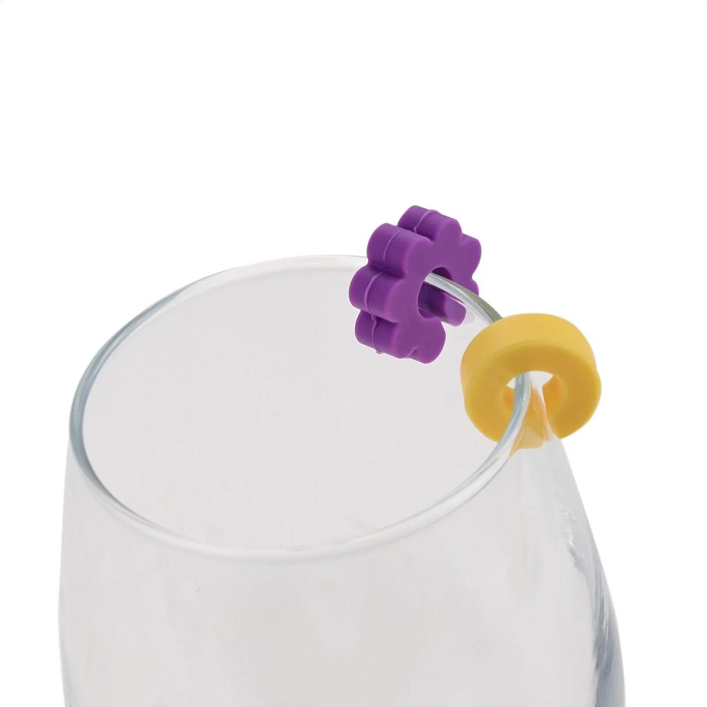 12 шт. Разноцветные маркеры для идентификации бокалов Силиконовые бирки для питьевых стаканов Этикетки для чашек Домашняя кухня Бар Вечеринка Свадебный декор стола