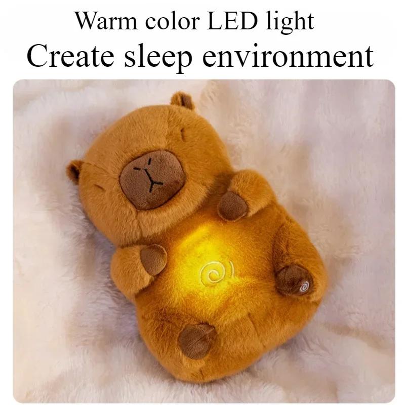 Плюшевая капибара, успокаивающая мягкая игрушка от тревоги для взрослых и детей, спящая плюшевая капибара с реалистичным дыханием, подсветкой