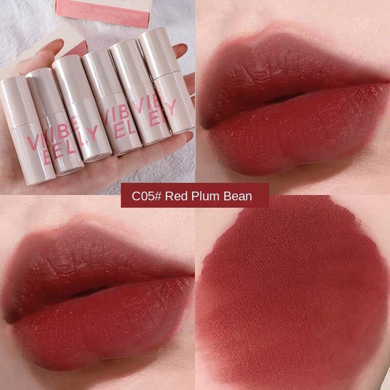 VIBELY Small Chubby Dun Velvet Matte Matte Lip Slime Burst Students Affordable Lip Glaze Lipstick