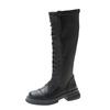 Long Boots Women's 2024 New Heightened Elastic Boots Thick-soled Knight Boots But Knee-length Lace-up Women Women Shoes