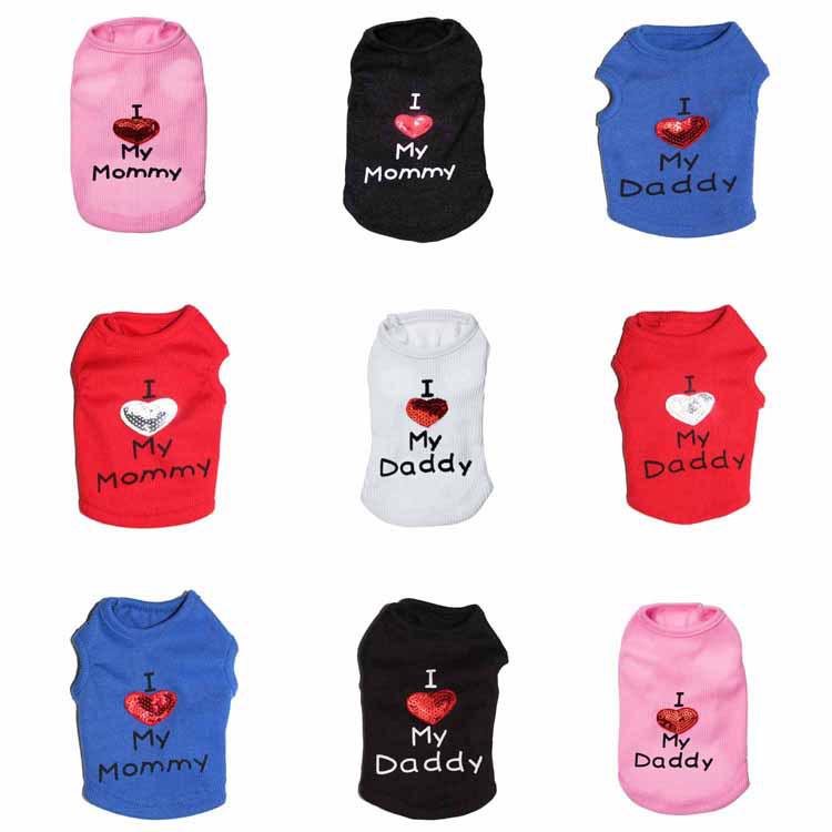 Pet Dog Clothes - Daddy & Mommy Ribbed Vests, 4 Styles for Spring, Summer, Autumn