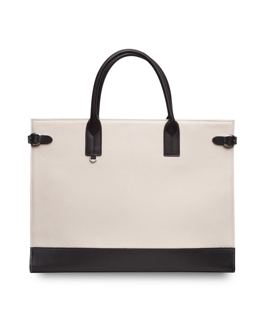 Matt Embossed Leather Men'S Slim Square Bag (Cream + Dark Brown) B42969