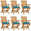Day and Night - Day and Night Garden Chairs 6 Units Teak Wood with Light Blue Cushions
