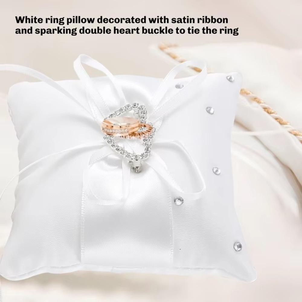 Романтичная подушка для обручального кольца, сверкающая стразами, бантом, лентой, подушка для дома, свадьбы, невесты