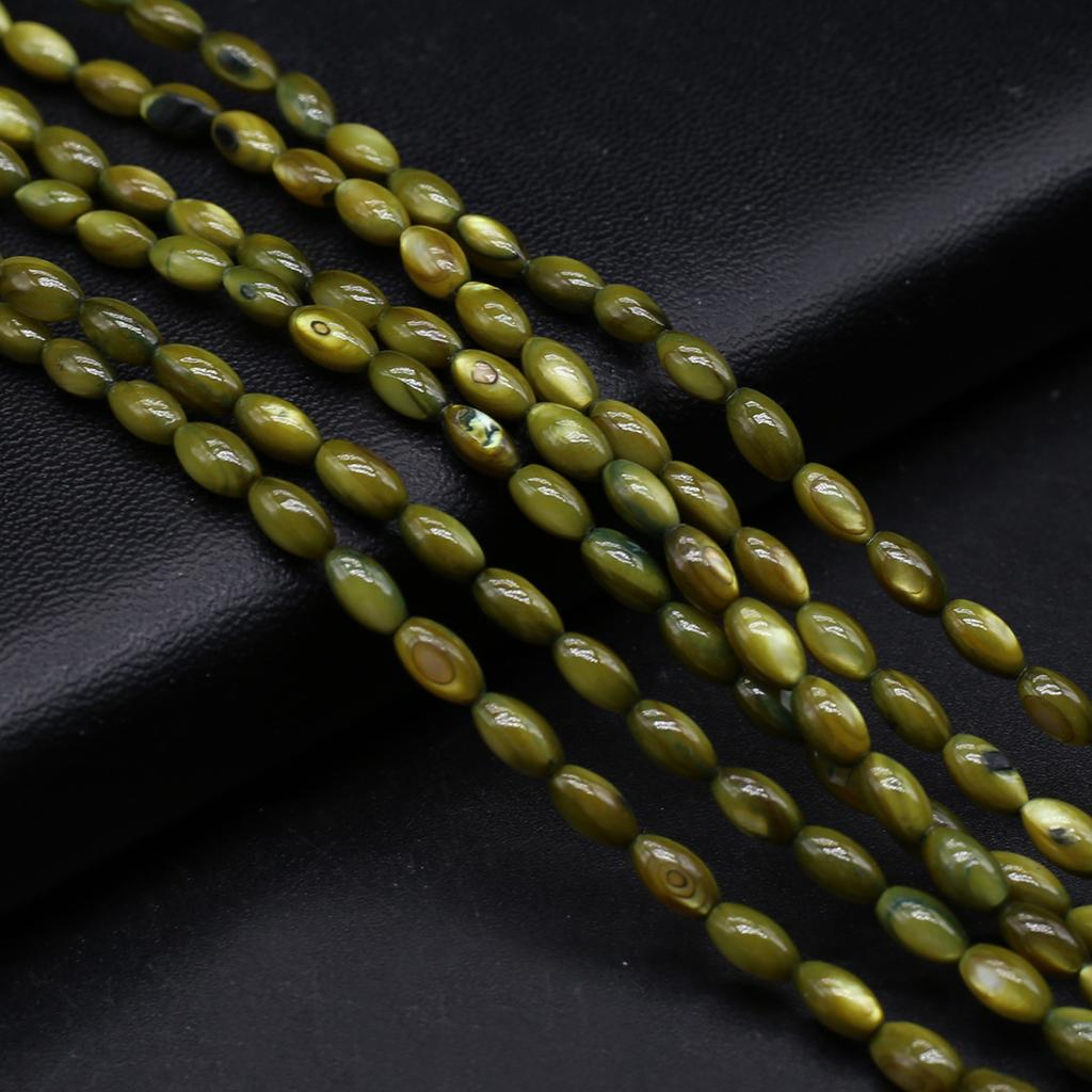 1Strand Natural Freshwater Shell Beads Dyeing Rice Shape Loose Spacer Beads for Jewelry Making DIY Necklace Bracelet Earring Accessories 4x8mm