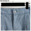 MODIQUE Women's Denim Shorts Summer Plus Size New Loose Casual Solid Color A-Line Denim Short Pant Female High Waisted Hotsweet Wide Leg Pants