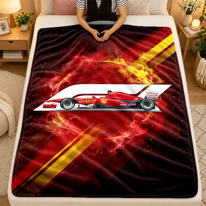Flannel BlanketF1 Warm Soft Throw Blanket for Indoor Sofa Bed Living Room Use