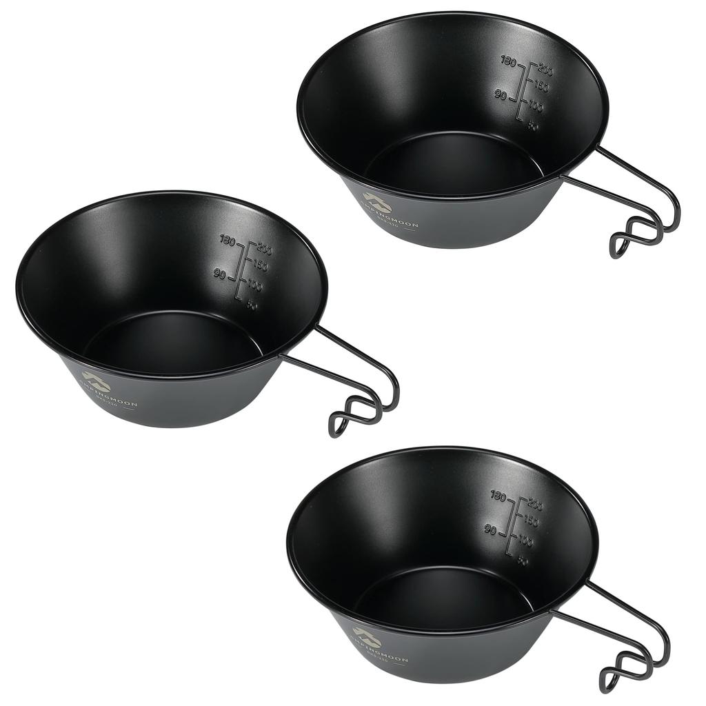 CAMPING MOON Sierra Cup, Black, Stainless Steel, 310ml, 3-Piece Set, BKS-220-3P
